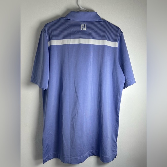 FootJoy FJ Golf Polo Shirt, Men’s Size Medium White Blue Striped Short Sleeve. - Picture 8 of 11
